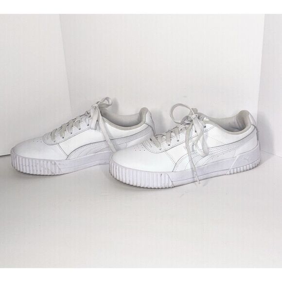 Puma Womens 8 Carina Sneakers White Leather Softfoam Trainer Comfort Athletic - Picture 5 of 15